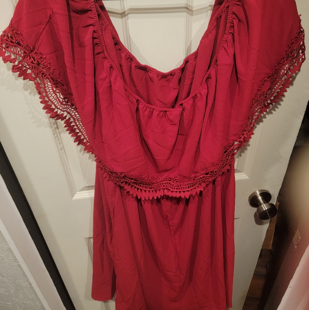Red cold shoulder dress
